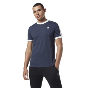 Koszulki Męskie Reebok Training Essentials Linear Logo Granatowe PL 82UOLHM